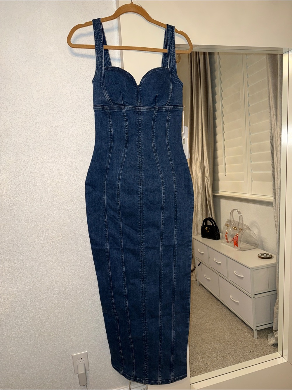 Good American Dark Blue Denim Midi Dress